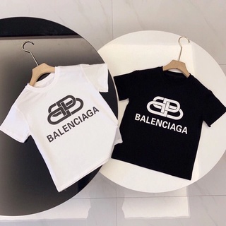 Balenciaga เสื้อแขนสั้น ผ้าฝ้าย สไตล์ตะวันตก แฟชั่นฤดูร้อน สําหรับเด็กผู้ชาย และผู้หญิง