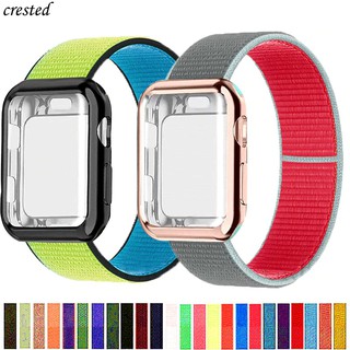 สายนาฬิกาข้อมือไนล่อน พร้อมเคสป้องกัน สําหรับ Apple Watch Strap 40 มม. 44 มม. Apple Watch Series se 6 5 4