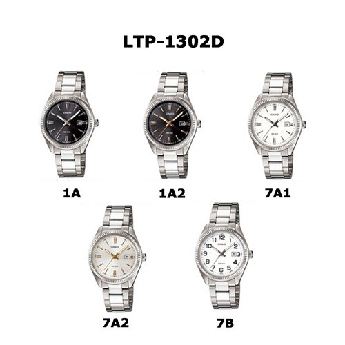 Casio นาฬิกาข้อมือผู้หญิง รุ่น LTP-1302D,LTP-1302D-1A1,LTP-1302D-1A2,LTP-1302D-7A1,LTP-1302D-7A2,LTP