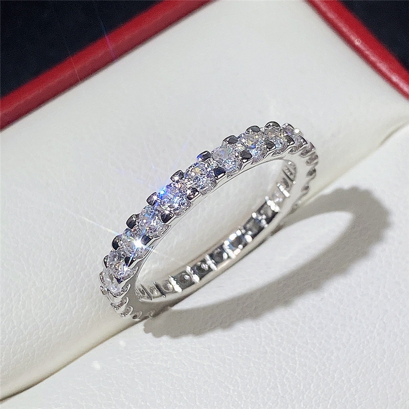 100% 925 เงินสเตอร์ลิงใหม่อินเทรนด์บางแหวนนิ้วเงินสี Band เงา Cubic Zirconia เรียบง่ายสไตล์ทุกวันสวมใส่อุปกรณ์เสริมสําหรับผู้หญิง
