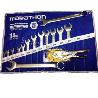 Marathon ประแจแหวนข้างปากตาย 14 ตัวชุด เบอร์ 10-32 + Irwinคีมล็อคปากตรง ขนาด 10 นิ้ว Vise-Grip#878