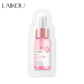 LAIKOU Small Packing Cherry blossoms Shrink Pores Essence Sakura Brighten Skin Tone Face Serum Skin rejuvenation 1ml.