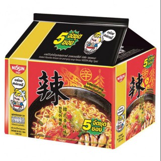 NISSIN KOREAN HOT&amp;SPICY นิสชิน รสซุปเกาหลีฮอตสไปซี่ ขนาด 60กรัม/ซอง ยกแพ็ค 5ซอง บะหมี่กึ่งสำเร็จรูป นิชชิน