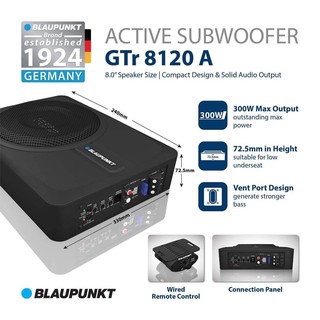 BLAUPUNKT GTr 8120A ซับบ็อกซ์ ขนาด 8 นิ้ว กำลังขับสูงสุด 300W / แพ็ค 1 ชุด