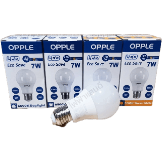 OPPLE หลอดLED Bulb 7W E27 A60 ยกลัง 26 บาท (ประกัน1ปี) แสงขาว daylight / แสงเหลือง warm white หลอดไฟ 7วัต โคมไฟ