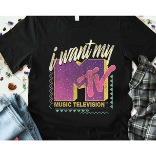 เสื้อยืด พิมพ์ลายกราฟฟิคโลโก้ MTV I Want My MTV สไตล์เรโทร สีสันสดใส สําหรับผู้ใหญ่ ทุกเพศ