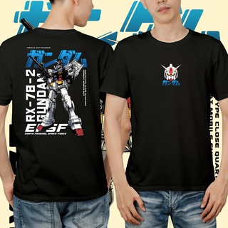 แขนสั้นcrew neckMecha Mobile Suit Gundam RX-78-2 เสื้อยืด สีดํา สีขาว สีน้ําเงิน Premium distro S-XXXXL