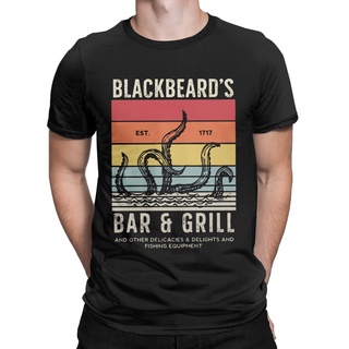 เสื้อยืดคอกลม แขนสั้น พิมพ์ลายธงชาติ Death BlackbeardS Bar And Grill สไตล์วินเทจ สําหรับผู้ชายS-5XL