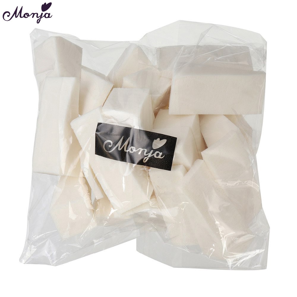 Monja ฟองน้ํานุ่ม ทรงสามเหลี่ยม สีขาว สําหรับทําเล็บเจล UV 24 ชิ้น