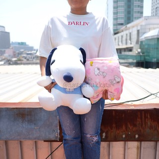 ตุ๊กตา หมอนผ้าห่ม Snoopy สนูปปี้ สวมเสื้อสีฟ้า ตัวนุ่ม 14นิ้ว (100x150cm) Peanuts