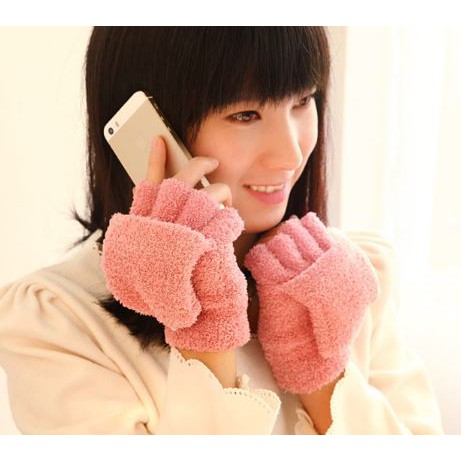ถุงมือกันหนาว รุ่น Carrot เปิดครึ่งนิ้วเล่นมือถือได้ 01A