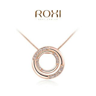 ROXI สร้อยคอ rose gold plated Moon วงกลม เรียบ หรู