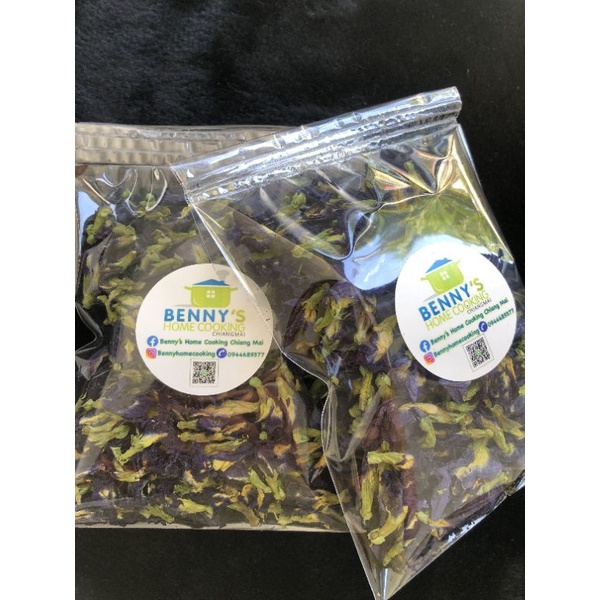 ดอกอัญชันอบแห้ง ปลอดสาร ออแกนนิค100% เก็บสดจากสวนทุกวัน Dried butterfly pea flowers 100% organic we 