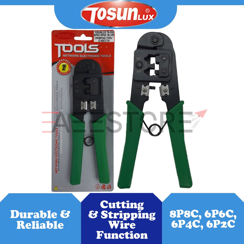 Tosunlux TH-268 8P8C 6P6C 6P4C 6P2C | RJ-45 / RJ-12 / RJ-11 ปลั๊กเครื่องมือจีบแบบแยกส่วน / เครื่องมื