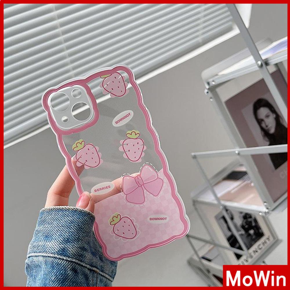 iPhone Case Silicone Soft Case Clear Case Wave Non-Slip Shockproof Camera Full Coverage Protection Pink Strawberry For iPhone 13 Pro Max iPhone 12 Pro Max iPhone 11 iPhone 7 Plus #8