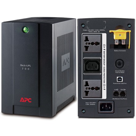 APC Back-UPS 700VA, 390W, 230V, AVR, Universal and IEC Sockets (BX700U-MS)