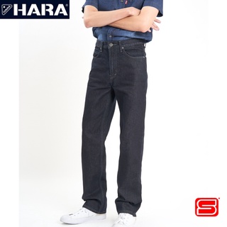 กางเกง HARA (ฮาร่า) รุ่น HMR1-9001 MIDNIGHT DENIM REGULAR FIT สีดำมิดไนท์ตะเข็บเทา