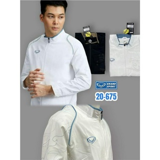 Grand sport 20-675 JACKET เสื้อแจ็คเก็ต ผู้ชาย ลายแขน มีซับใน(สีขาว)