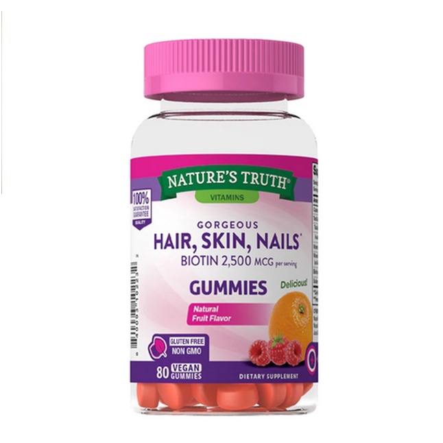 Nature's Truth Gorgeous Hair, Skin, Nails plus Biotin Gummies Natural Fruit 80 Gummies บำรุงผม เล็บ 