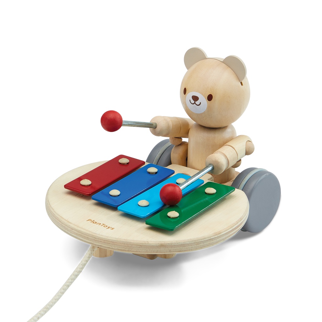 PlanToys Pull-Along Musical Bear ของเล่นลากและจูง สำหรับเด็ก 12 เดือน ...