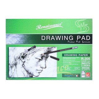 Renaissance Drawing Paper R.205 สมุดวาดเขียนเนื้อเรียบ ระบายสี A4 200G 15 แผ่น