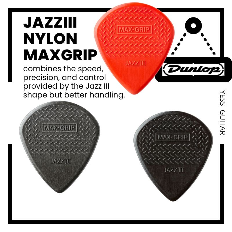ปิ๊กDunlop รุ่น JazzIII Max grip 1.38 mm jazz III