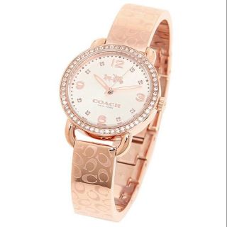 COACH Womens Delancey 28mm Bangle Watch Silver​/​Rose Gold Watch 14502355