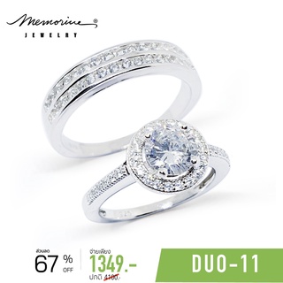 Memorine Jewelry แหวนคู่รักเงินแท้ 925 ฝังเพชรสวิส (CZ) : DUO-11