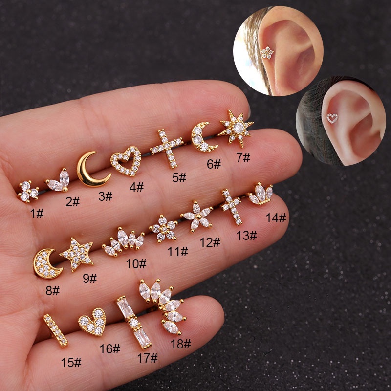 เครื่องประดับ ต่างหู รูปมงกุฎ เพทาย หัวใจ สวยงาม สําหรับผู้หญิง KAE348-M 1 ชิ้น