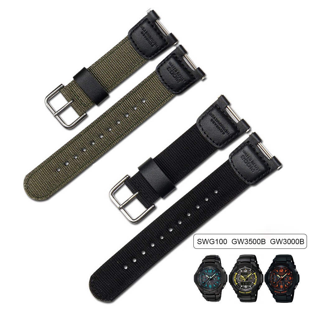 สายรัดไนลอนสําหรับ Casio SGW100 SGW-100 นาฬิกาอุปกรณ์เสริมเปลี่ยน SGW-100-1V SGW-100-1VDF กีฬาสายนาฬ