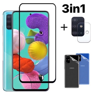 🇹🇭3in1 Samsung A31/ A51/ A71  ฟิล์มเลนส์กล้อง + ฟิล์มกระจกเต็มจอ+ ฟิล์มหลัง ฟิล์มกันกระแทกขอบดำ