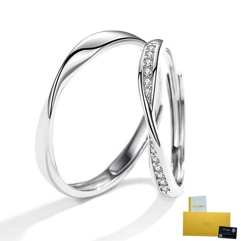 แหวนMobius S925เงินสเตอร์ลิงพร้อมเพชรMoissaniteสีขาว สำหรับของขวัญวันวาเลนไทน์