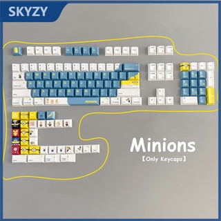 136 คีย์ Minions Keycaps Cherry Profile อะนิเมะน่ารัก PBT Dye Sub แป้นพิมพ์แบบกลไก Keycap Set