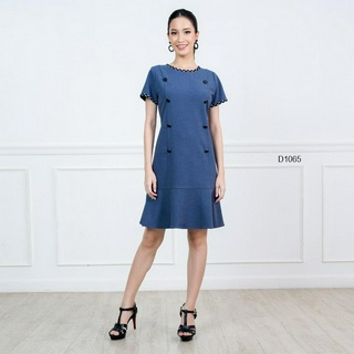 AMILA Dress AM-D1065 สเปนเด็กซ์วูล แขนสั้น IGPU22-12