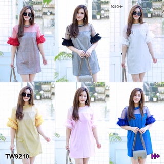 👗Pfashion [ส่งไว!!🚛] P9210  	Dress #สาวอวบ เดรสแขนมุ้ง  Dress #chubby girl net sleeve dress