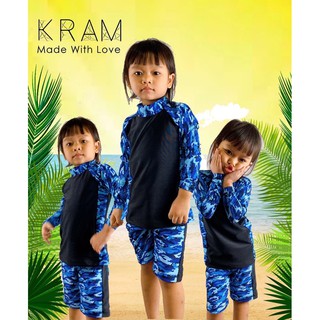 ชุดว่ายน้ำเด็กแขนยาวกางเกงขา3ส่วนS/M/L