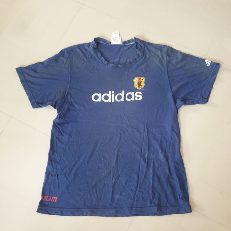 *แท้มือสอง*งานเก่าขาด* เสื้อยืดทีมชาติญี่ปุ่น adidas สปอนเซอร์ KIRIN L : Size (ค่อนไปทาง XL) ขาด-หน้