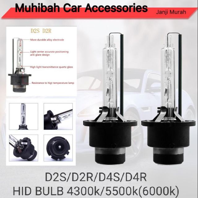 2XHID หลอดไฟ D2S/D2R/D4S/D4R-4300K/5500K(6000K) ชิป LED คุณภาพสูงสว่างเป็นพิเศษและติดทนนานอายุการใช้