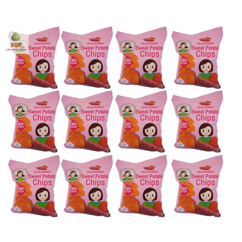 แม่นภา มันเบรคแตก 33 กรัม x 12 ถุง Mae Napa Sweet potato Chips 33 grams x 12 sachets