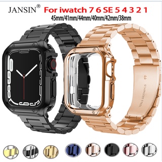 jansin สาย สเตนเลสสตีล+เคส สาย iwatch series 7 6 5 4 3 2 1 45มม 41มม 44มม 40มม 42มม 38มม นาฬิกาสมาร์ท