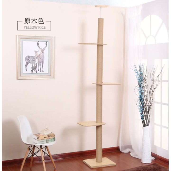 3.1M 4 LEVEL ไม้ Cat Tree Scratcher Tower Playhouse สัตว์เลี้ยงลูกแมวคอนโดเตียง Scratching ปีนเขากระ