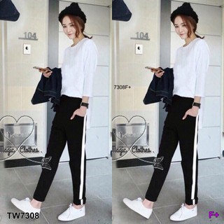 TW7308 Set 2 ชิ้นเสื้อยืดแขนยาว+กางเกงขายาวแต่งแถบ **สอบสินค้าก่อนสั่งซื้อ