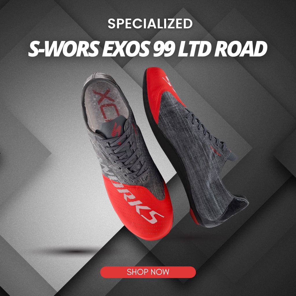 รองเท้าสำหรับปั่นจักรยาน SPECIALIZED S-WORKS EXOS 99 LTD ROAD SHOE ROCKET RED SIZE 41