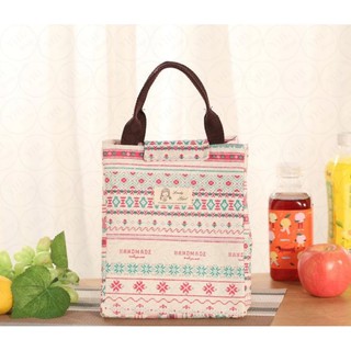 YHL กระเป๋าเก็บอุณหภูมิ กระเป๋าเก็บความร้อน-เย็น  จัดระเบียบ Lunch Bag Picnic Bag Hot Bag Cooler Bag (ลายชมพู)