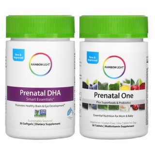 พรีออเดอร์🇺🇸Rainbow Light, Prenatal Daily Duo, Prenatal One and Prenatal DHA Smart Essentials, 30 Tablets + 30 Softgels