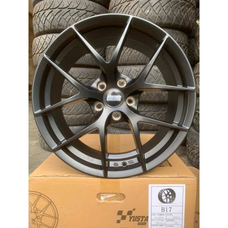 ล้อแม็กใหม่ BBS  สี Dark Black  งานYUSTA - ขอบ18  นิ้ว ( 18 x 8 x 5 รู*114.3 ) ET35 ซือ