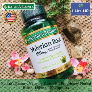 Valerian Root with Proprietary Herbal Blend, 450 mg, 100 Capsules - Natures Bounty วาเลอเรี่ยน #วาเลอเรียน