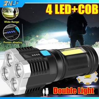 ไฟฉาย LED 5 ดวง สว่างมาก อเนกประสงค์ กันน้ํา ชาร์จแบตเตอรี่ COB สําหรับกลางแจ้ง