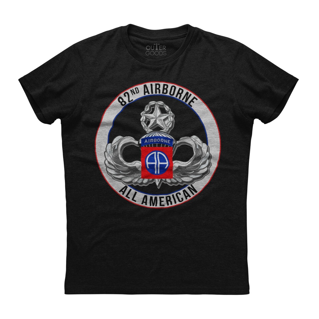 82Nd Airborne Division All Americanhort Sleeve Cotton Black Tshirt