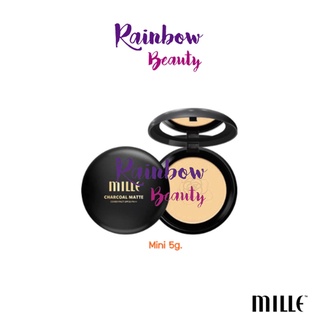 MILLE Mini Charcoal Matte Cover Pact SPF25 PA++ แป้งพัฟผสมรองพื้น มินิแป้งชาร์โคล 5g